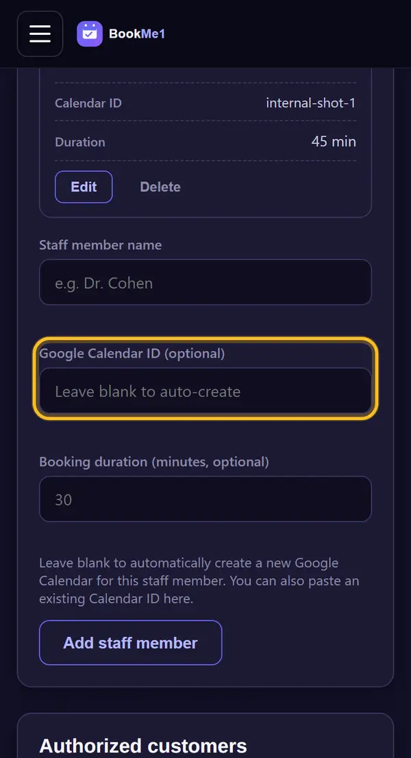 Leave the calendar ID empty