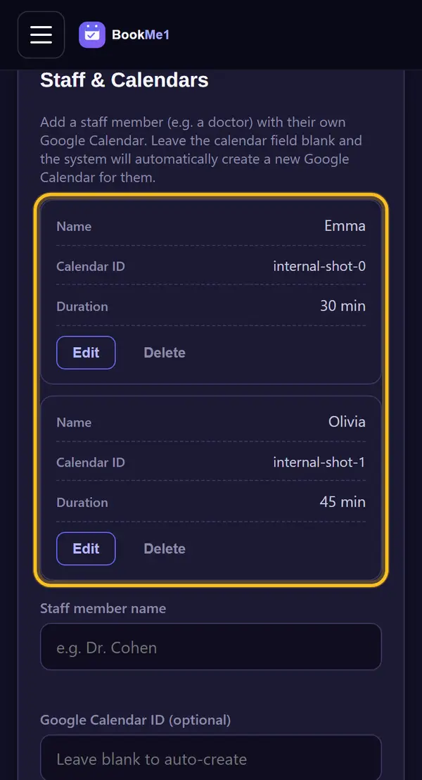 Tap "Add staff member"