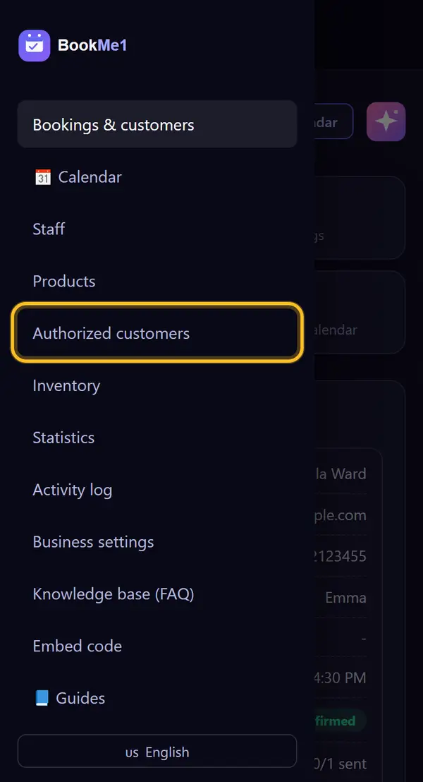 Open "Authorized customers"
