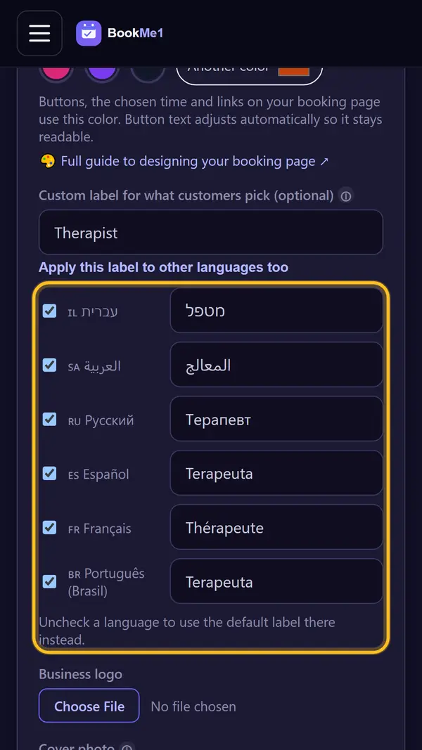 Apply the label to other languages