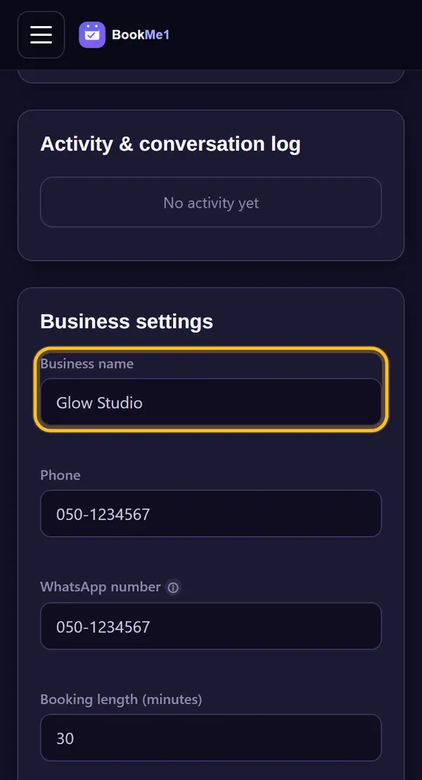 Update the business name