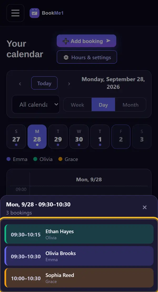 Several bookings at the same time