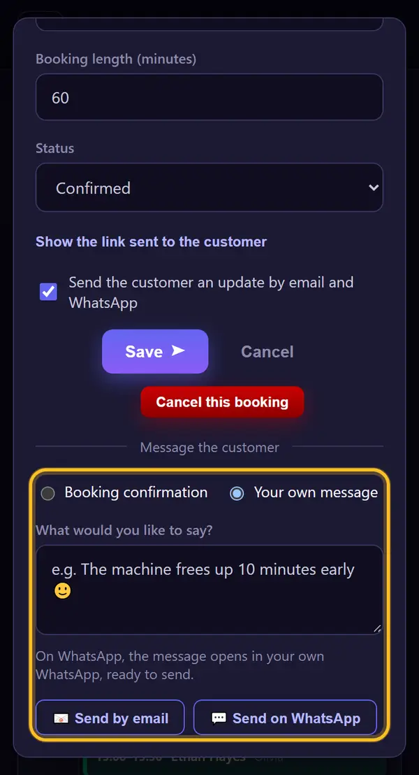 Message the customer