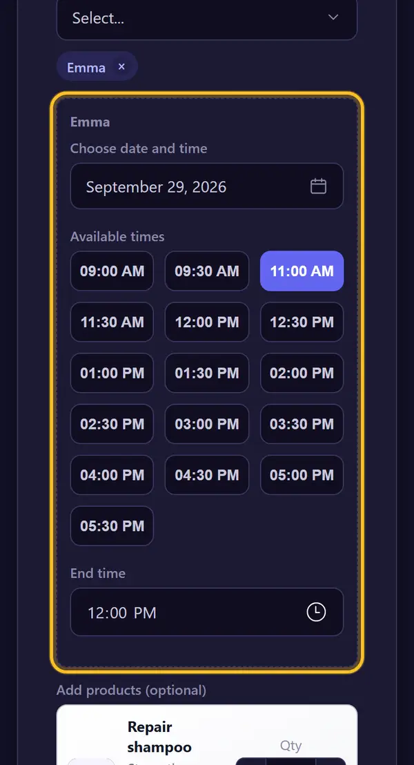 Pick a date and time