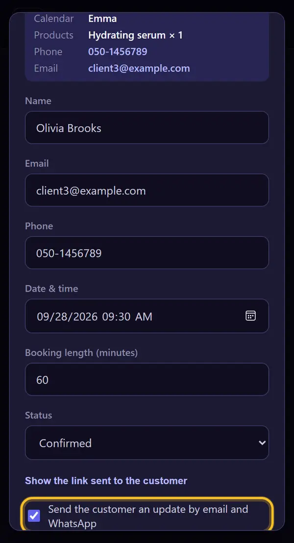 Keep the customer-update box ticked