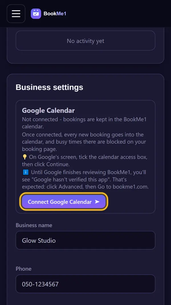 Click the connect button