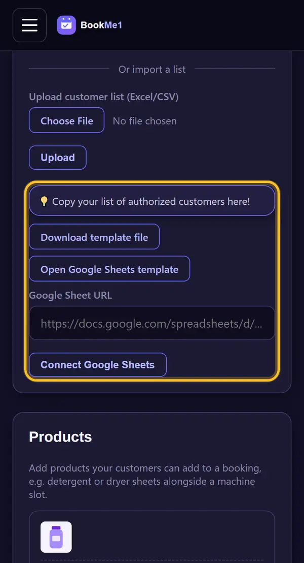 Or connect Google Sheets