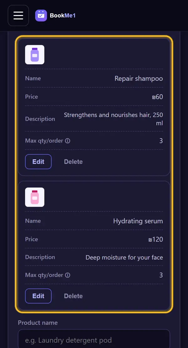 Tap "Add product"