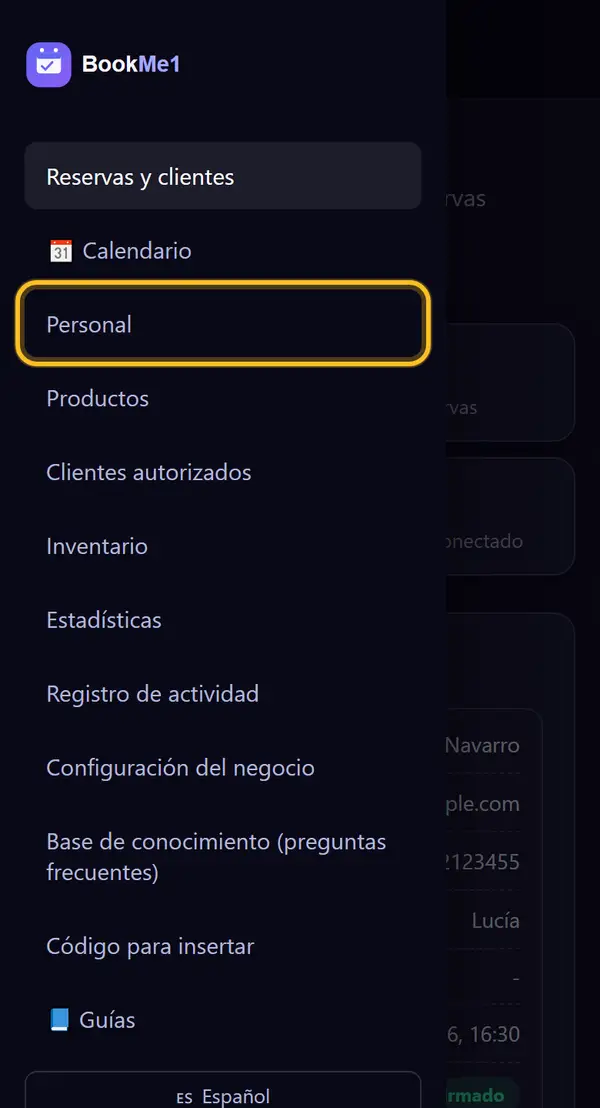 Abre "Personal"