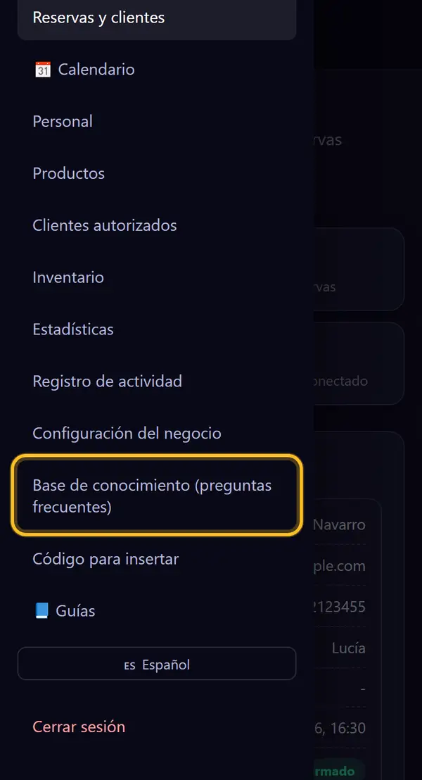 Abre "Base de conocimiento"