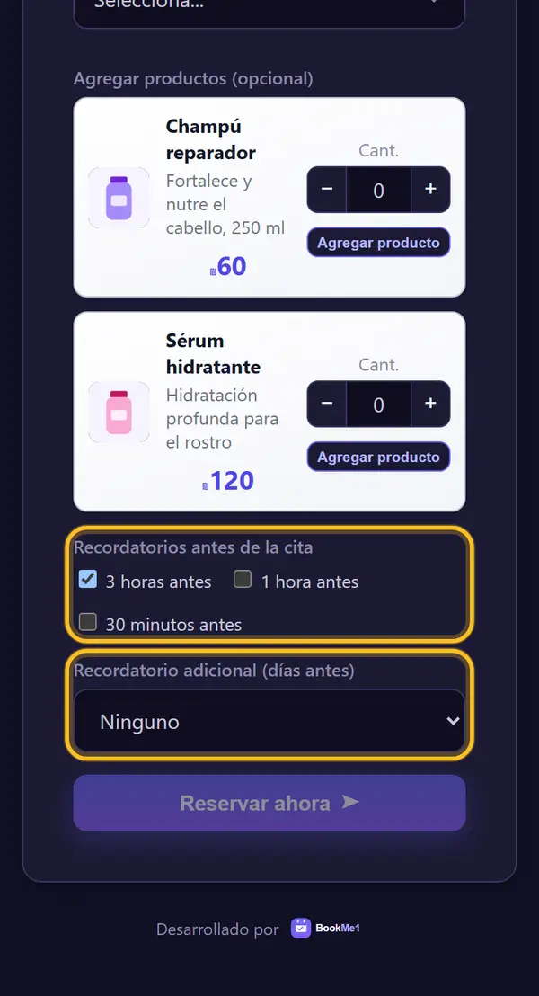 Tocan "Reservar ahora"