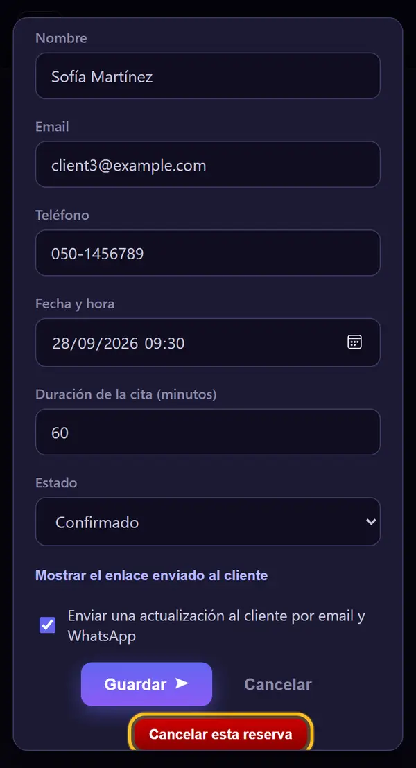 ¿Hay que cancelar? "Cancelar esta reserva"