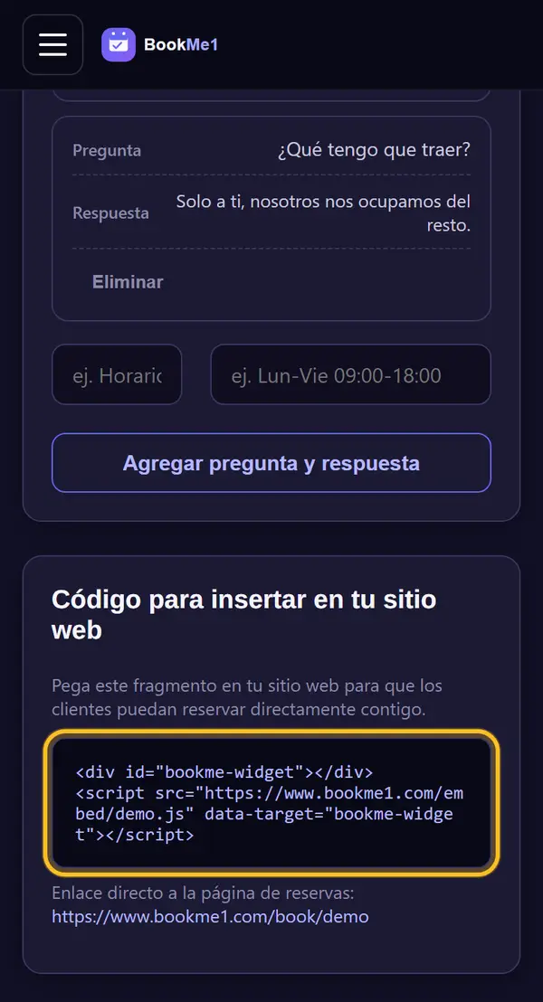 Copia el código