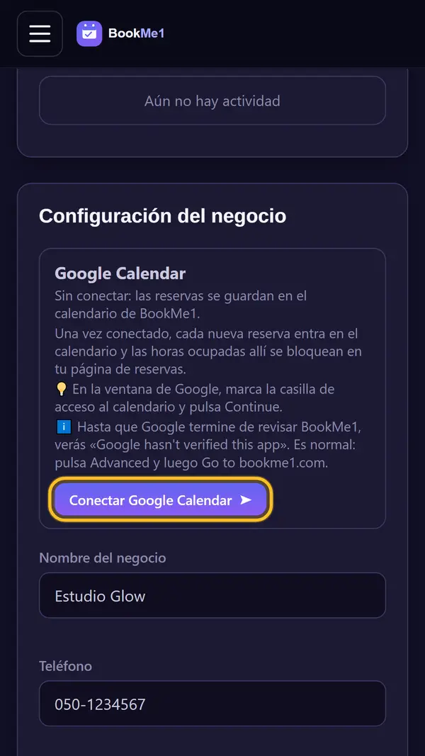 Haz clic en el botón de conectar