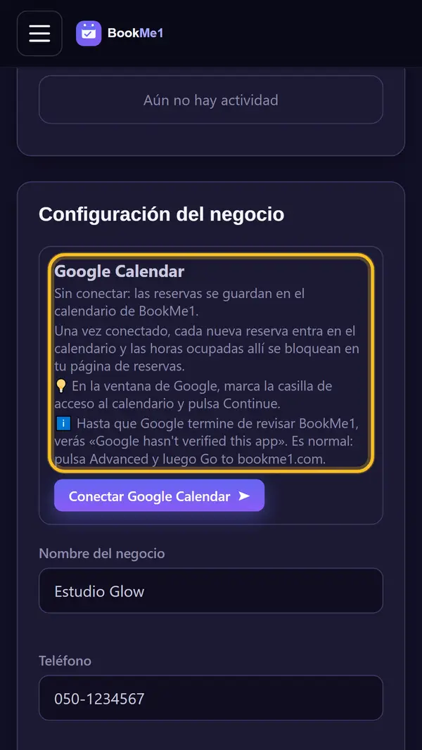 Permite el acceso y elige un calendario