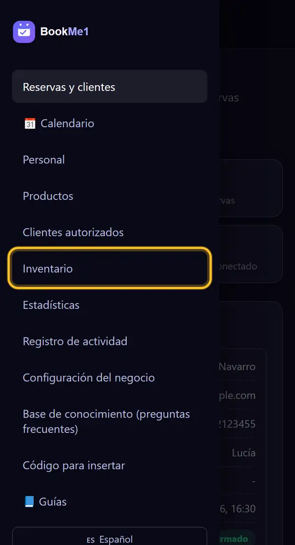 Abre "Inventario"