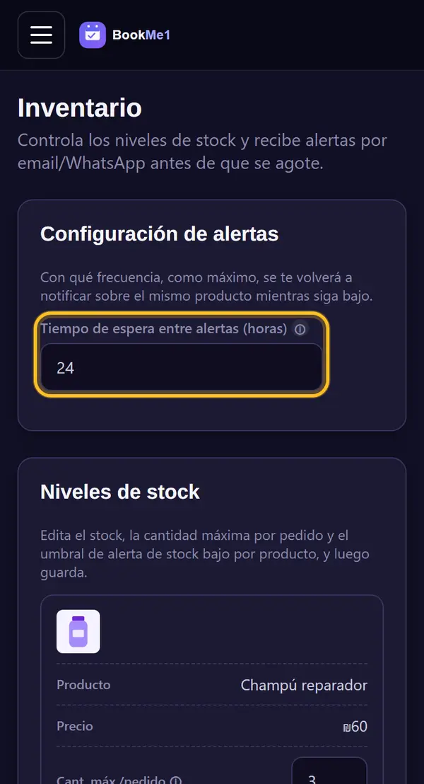 Elige cada cuánto avisar