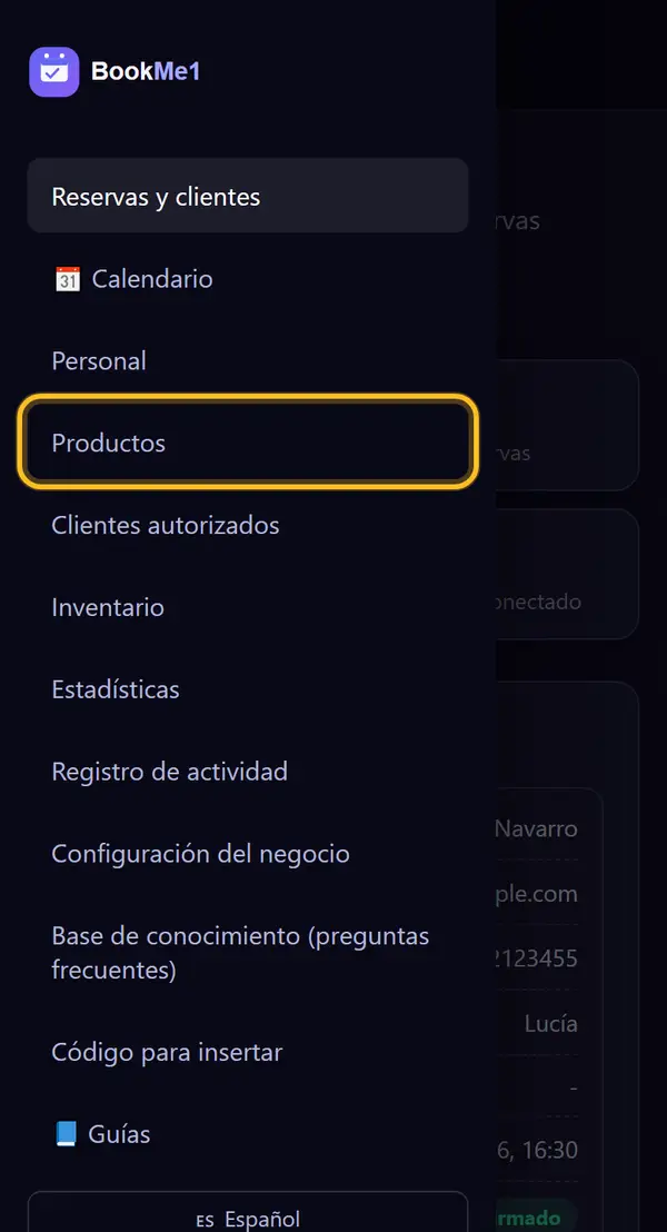 Abre "Productos"