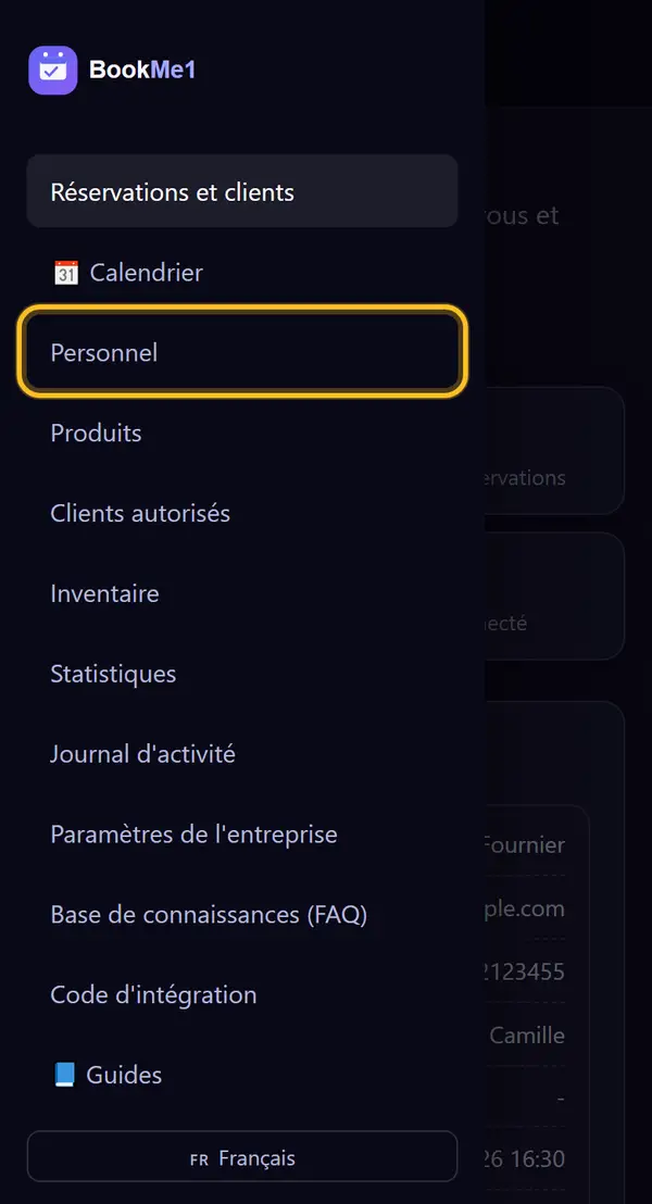 Ouvrir « Personnel »
