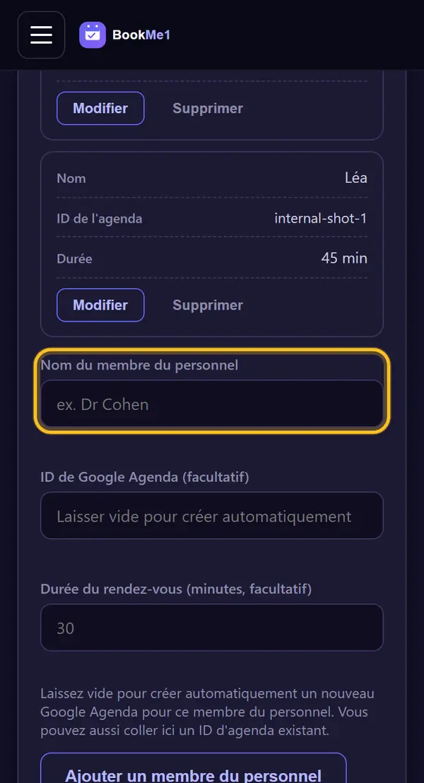 Saisir un nom