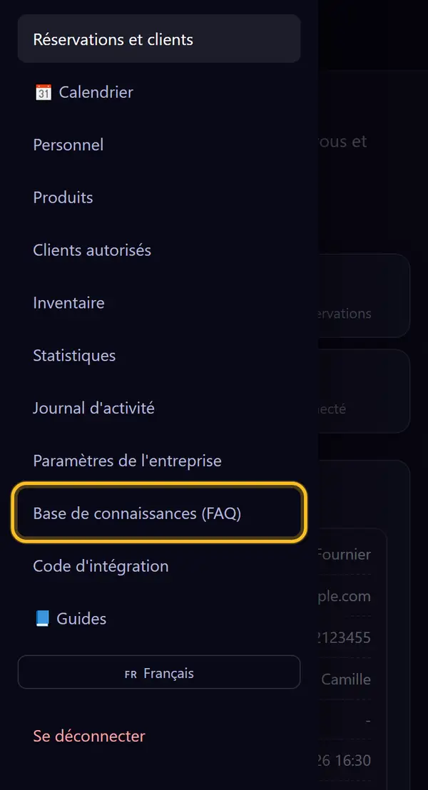 Ouvrir « Base de connaissances »