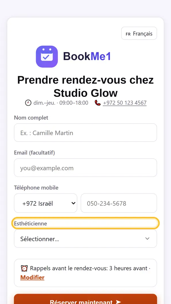 Changer le titre au-dessus du choix