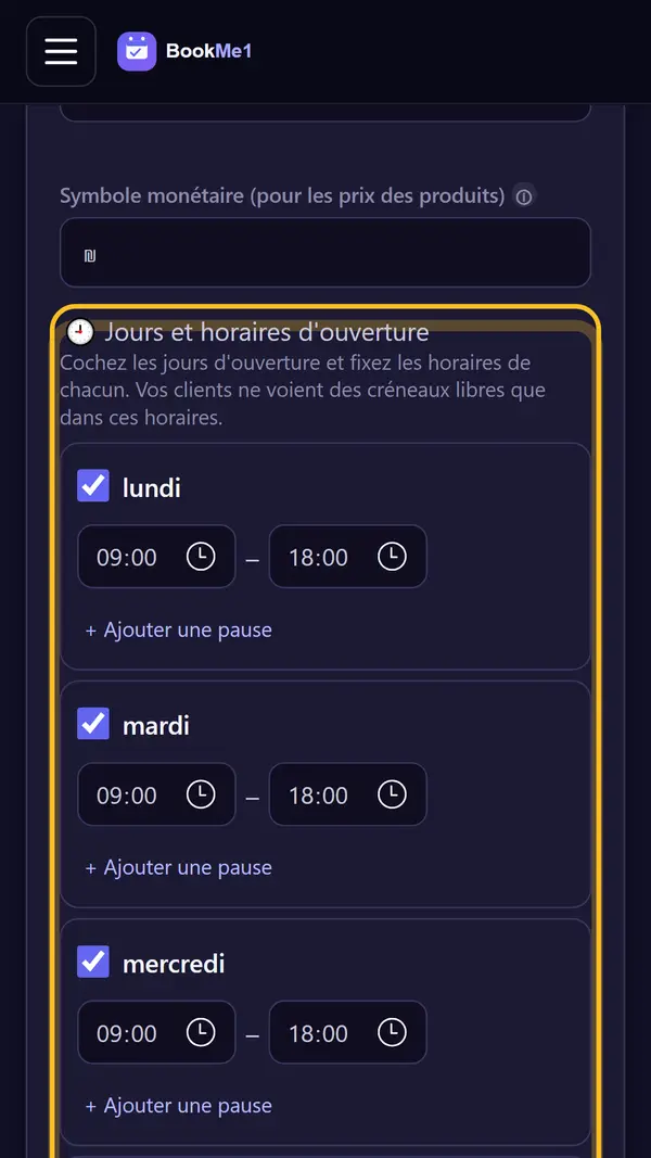 Ouvrir les paramètres