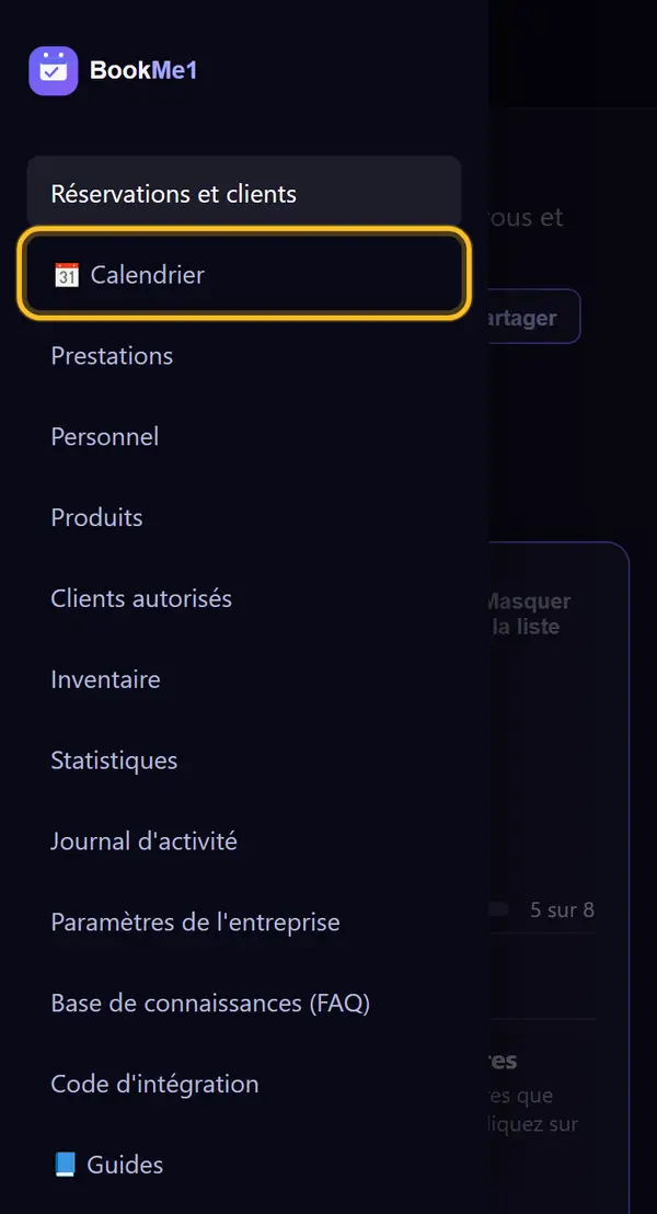 Ouvrez le calendrier