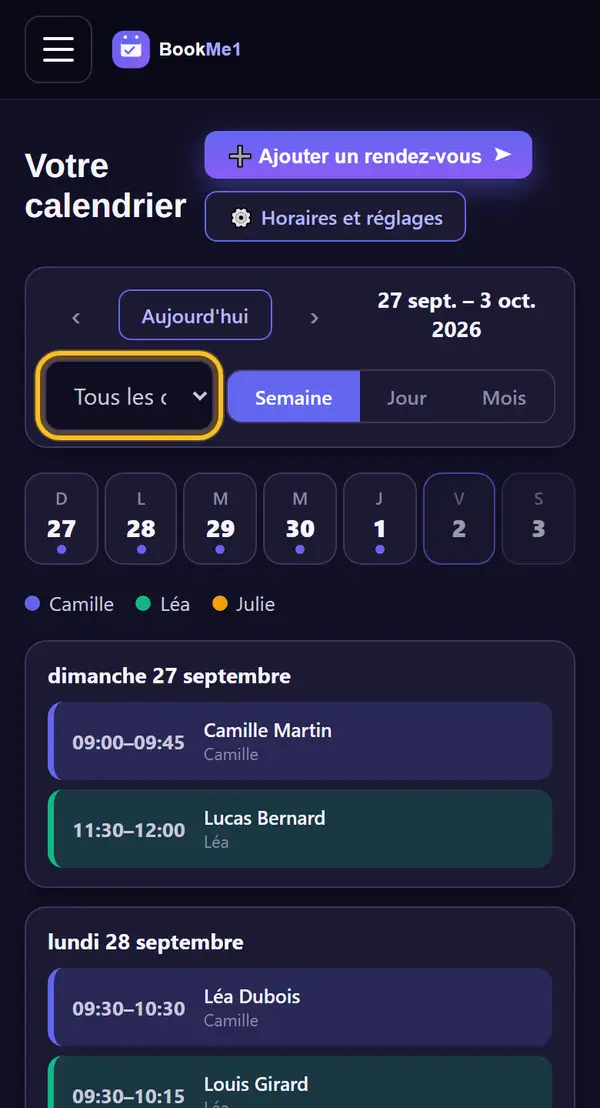 Filtrez par membre de l’équipe