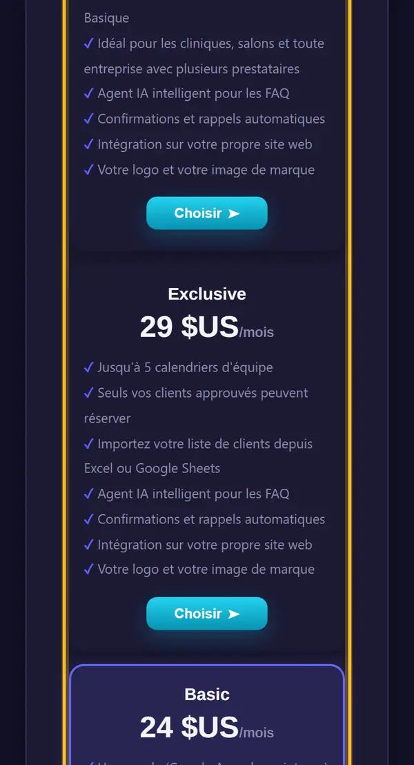 Choisir une formule