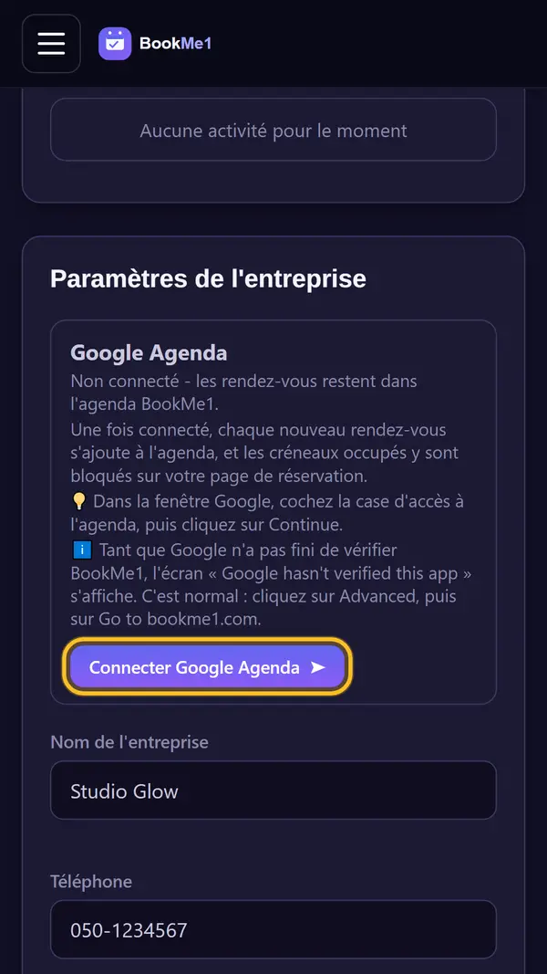 Cliquez sur le bouton de connexion