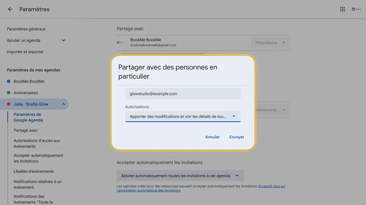 L’agenda appartient à un autre compte Google ? Partagez-le