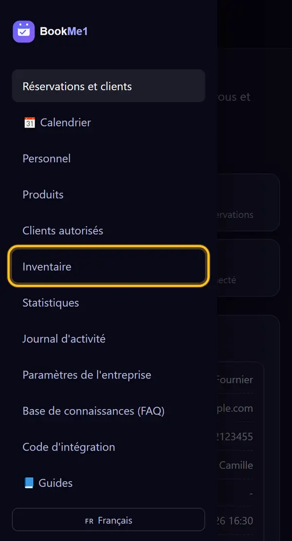 Ouvrir « Inventaire »