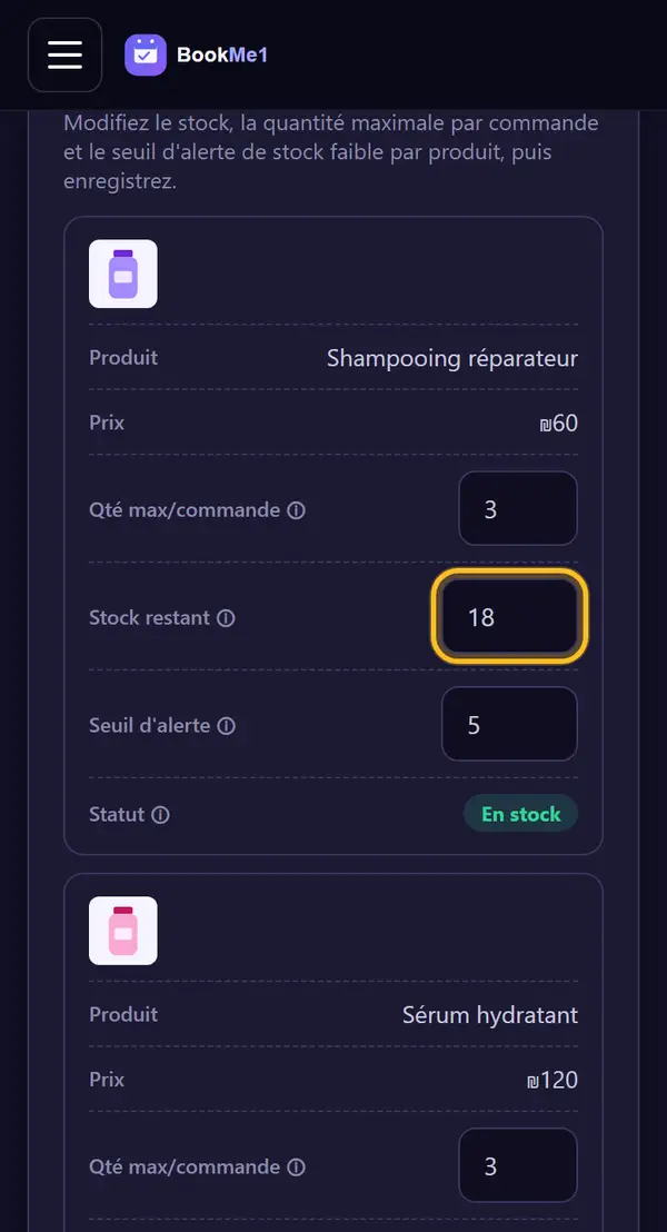 Mettre le stock à jour