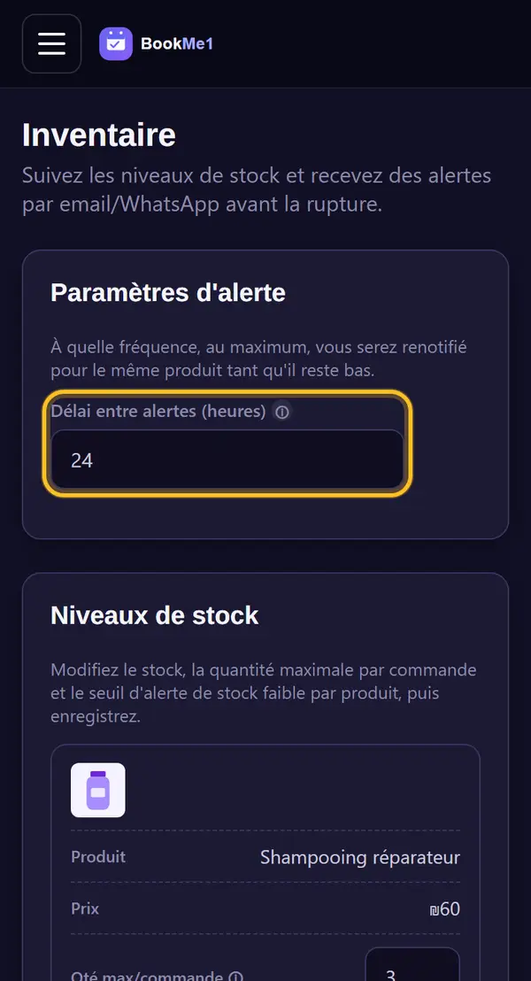 Choisir la fréquence des rappels