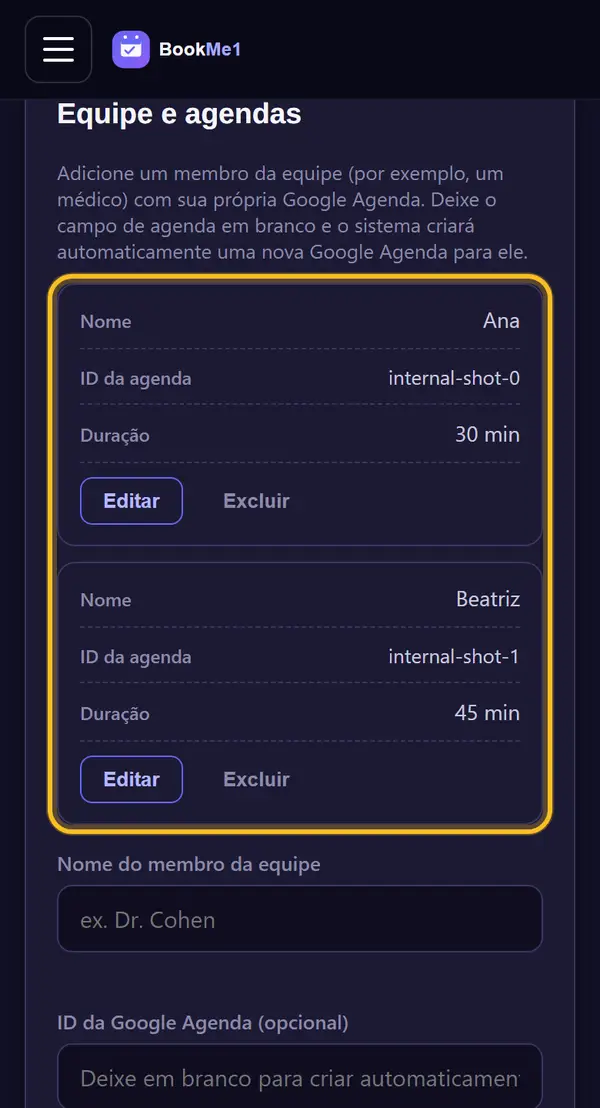 Toque em "Adicionar membro da equipe"