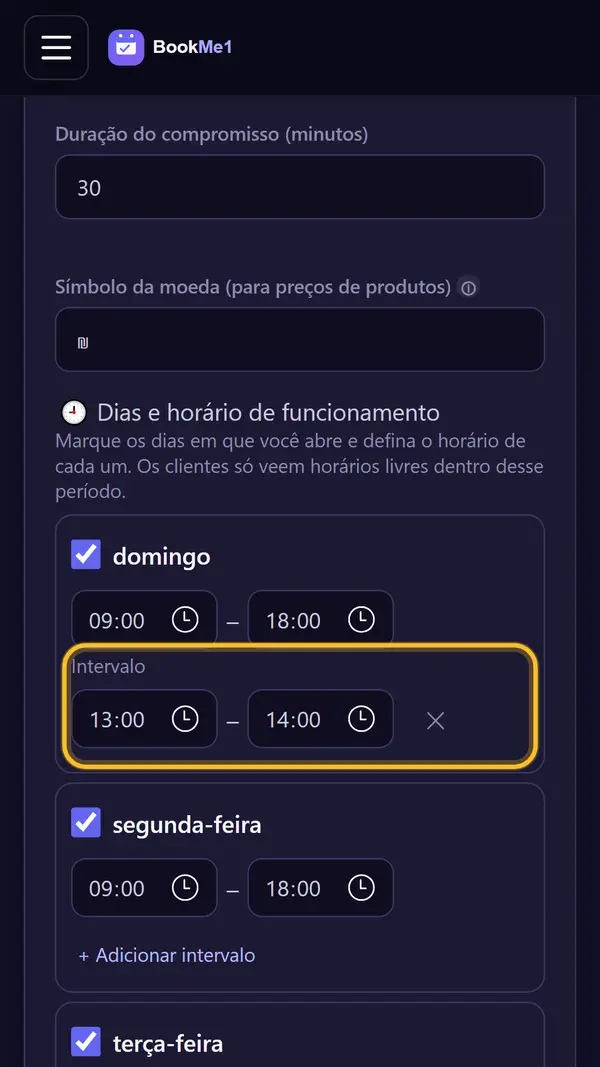 Adicione um intervalo, se precisar