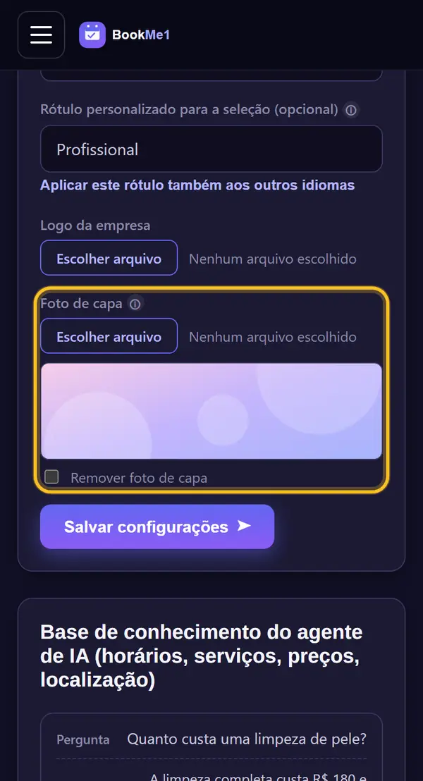 Adicione uma foto de capa