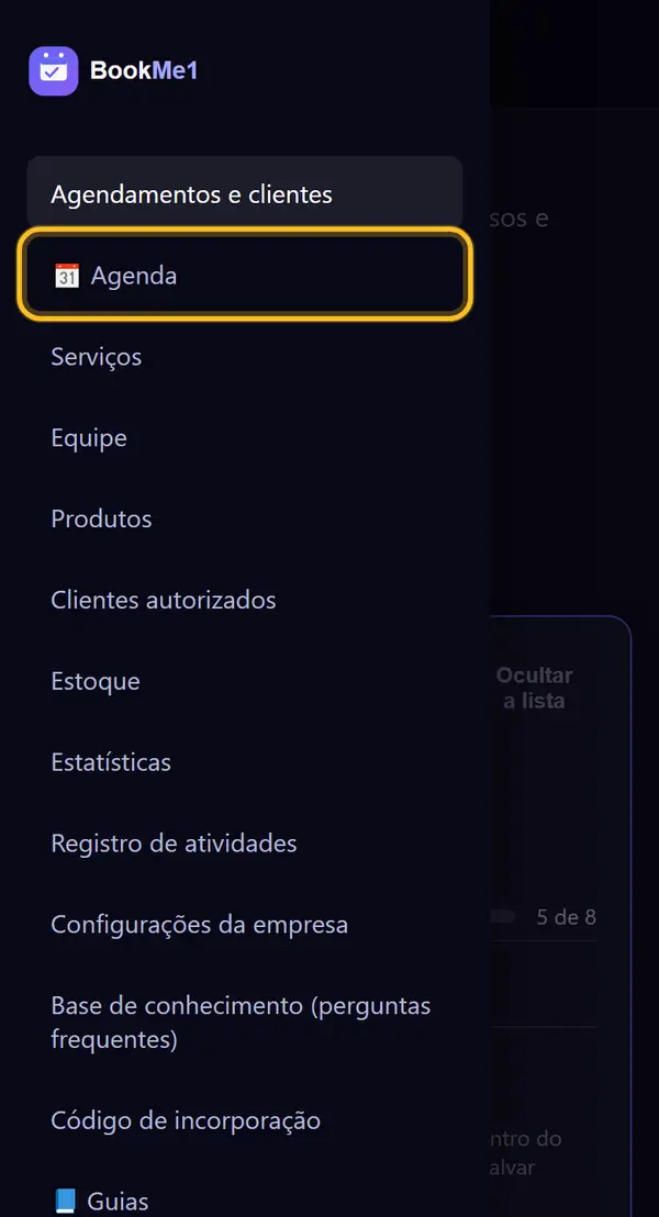 Abra a agenda