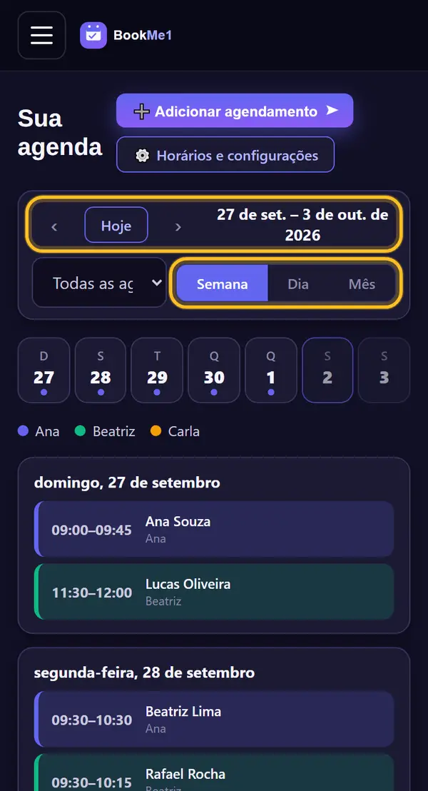 Escolha a visualização