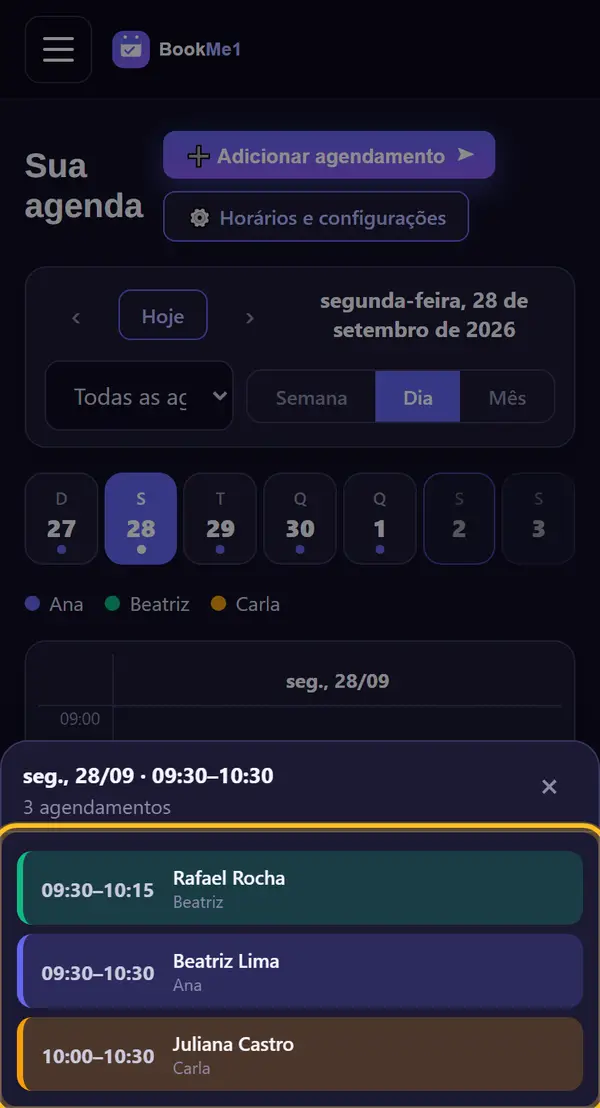 Vários agendamentos no mesmo horário