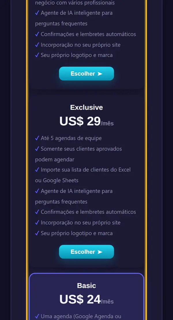 Escolha um plano