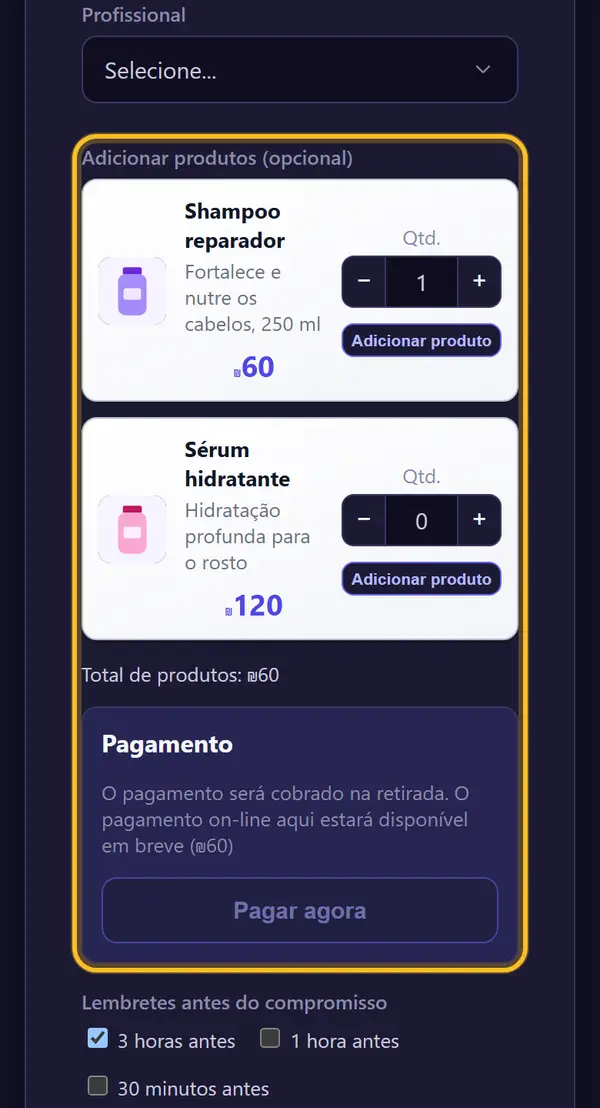 Escolhem os lembretes