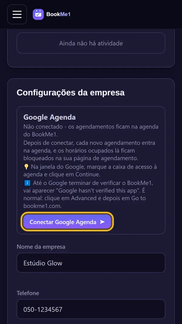 Clique no botão de conectar