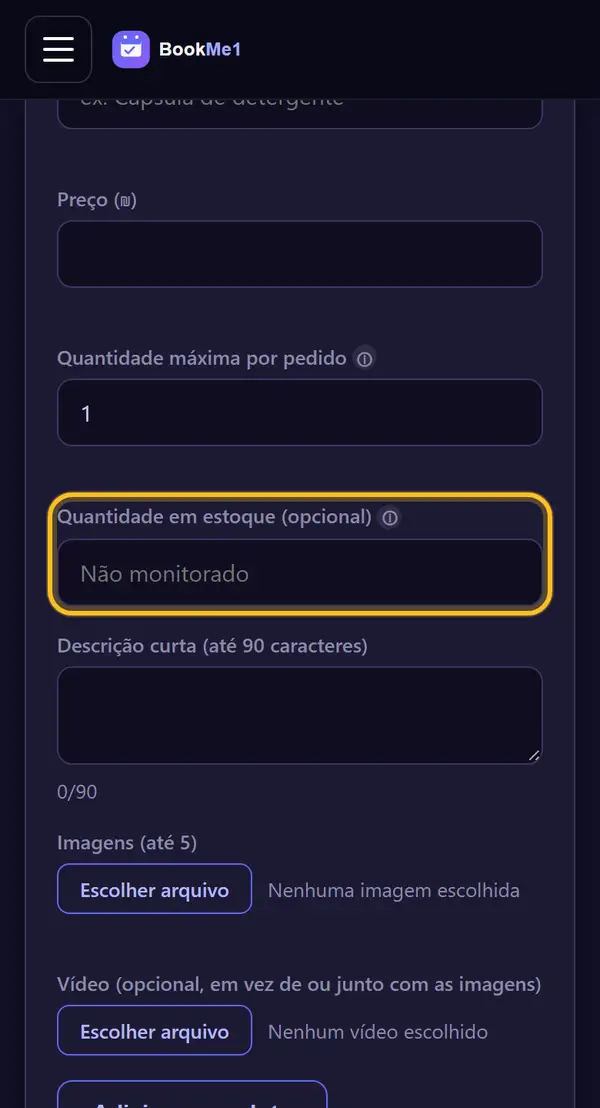 Quantidade em estoque (opcional)