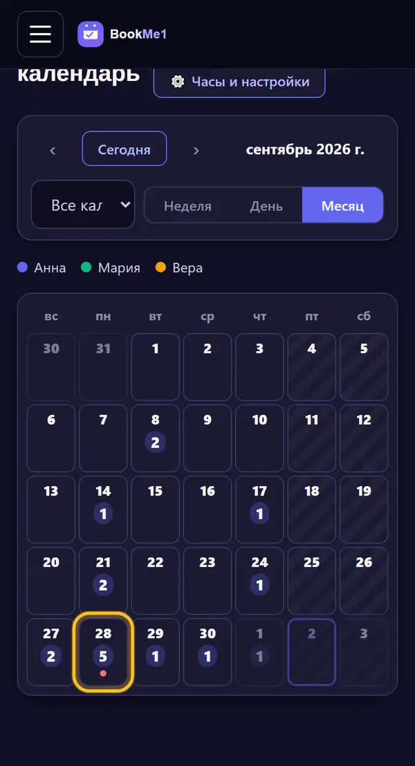 Вид «Месяц»