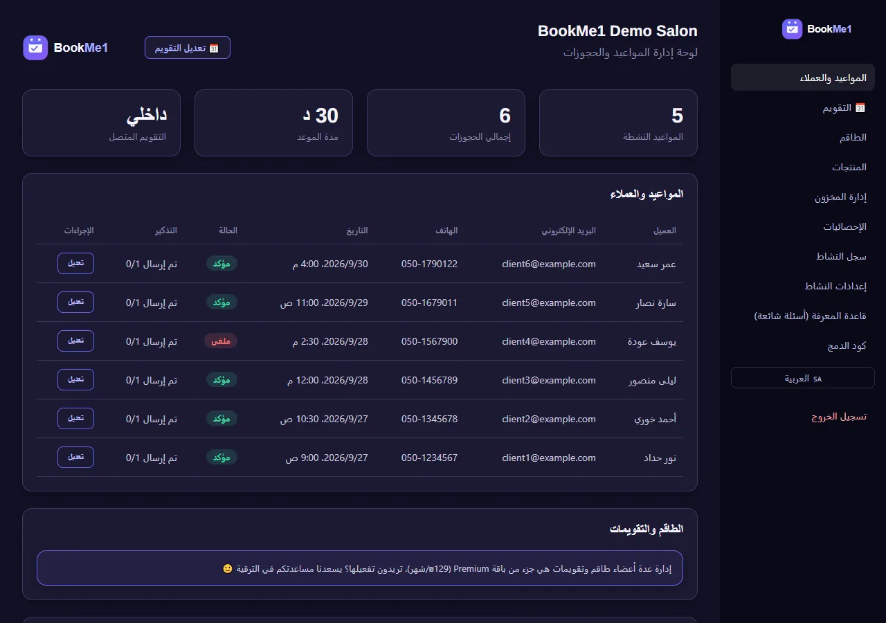 Business admin panel