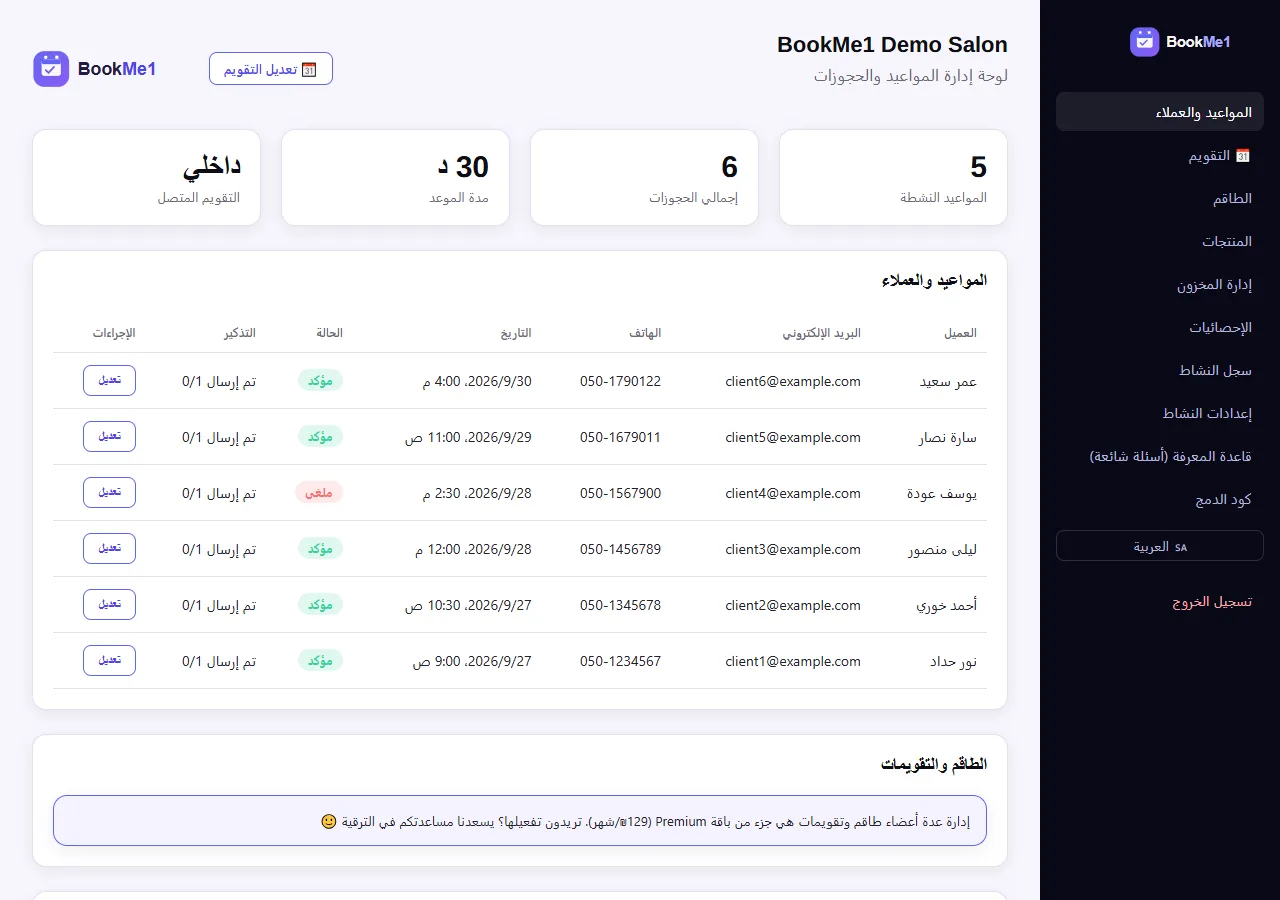 Business admin panel