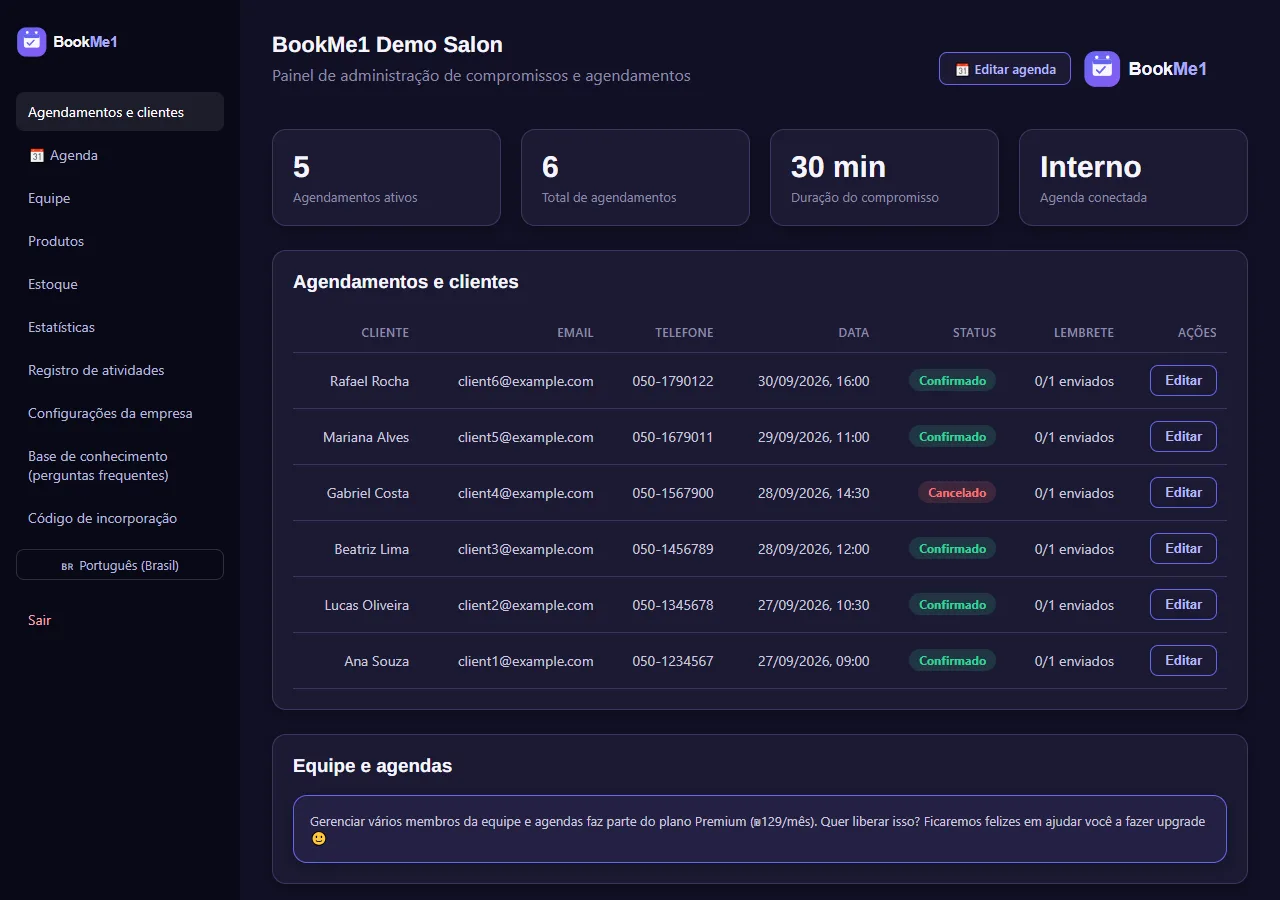 Business admin panel